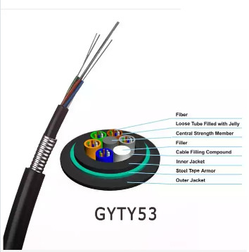 GYTY53 Anti Rats Cavo in fibra ottica Single Mode Armored 24 Core G652D PE Jacket